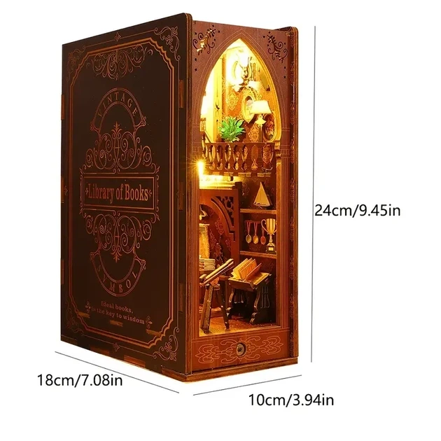 Конструктор Book Nook "Library of Books" Sl-06 NB1920 - Бук Нук Библиотека, DIY румбокс на книжную полку с подсветкой - Фото 8 Конструктор Book Nook "Library of Books" Sl-06 NB1920 - Бук Нук Библиотека, DIY румбокс на книжную полку с подсветкой - изображение 8