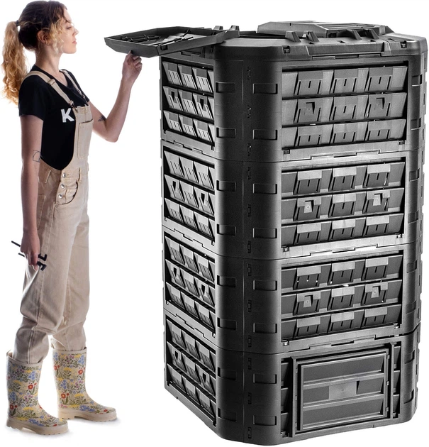 Садовий компостер Kadax Fixem 1250 L Чорний K10269 (5903699499023) - зображення 11