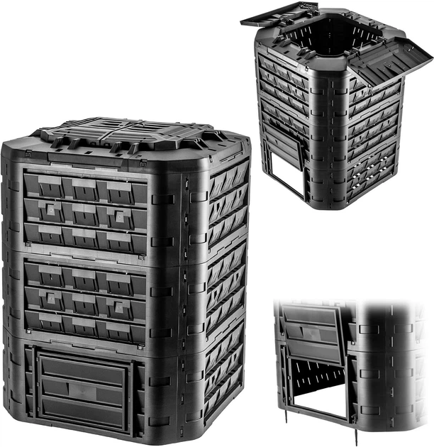 Садовий компостер Kadax Fixem 950 л Чорний K10268 (5903699499016) - зображення 8