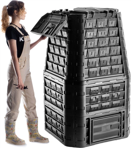 Садовий компостер Kadax Yutz 1050 л Чорний K10266 (5903699498996) - зображення 9
