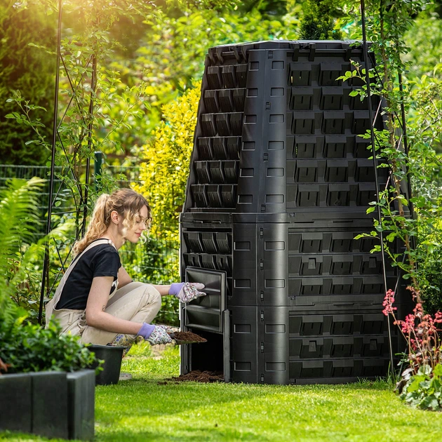 Садовий компостер Kadax Yutz 1050 л Чорний K10266 (5903699498996) - зображення 11