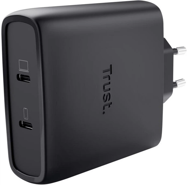 Зарядний пристрій мережевий Trust Maxo 100Вт, GaN, 2xUSB-C ,PD/PPS Black (25527) - Фото 2 Зарядний пристрій мережевий Trust Maxo 100Вт, GaN, 2xUSB-C ,PD/PPS Black (25527) - зображення 2