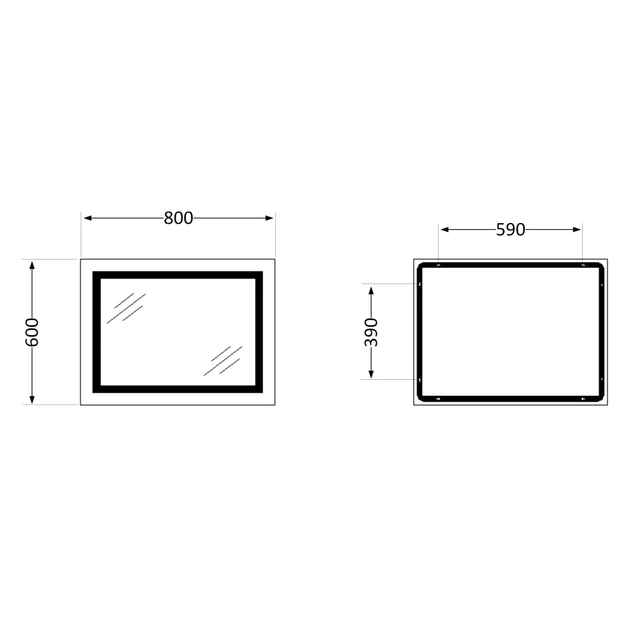 Комплект: дзеркало Lidz Kubis 800×600 LED Touch + антизапотівання + йоржик - Фото 4 Комплект: дзеркало Lidz Kubis 800×600 LED Touch + антизапотівання + йоржик - изображение 4