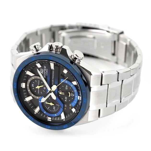 Мужские наручные часы Casio Edifice EQS-920DB-2A с солнечным питанием, хронограф, стальной браслет - изображение 4
