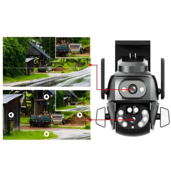 Камера наружная поворотная уличная двойная WIFI DOUL CAM Q-821 FULL-HD 4Mp Ночная сьемка Черная - изображение 4
