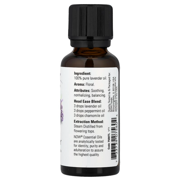 Ефірна олія лаванди NOW Foods, Essential Oils "Lavender" 100% чиста лавандова олія (30 мл / 1 рідк. унція) - зображення 2