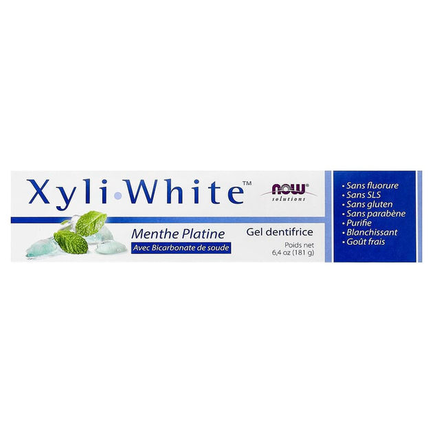 Зубная гелевая паста NOW Foods "Xyli-White Platinum Mint" гель-паста с пищевой содой без фторида, вкус освежающая мята (181 г / 6,4 унции) - изображение 2