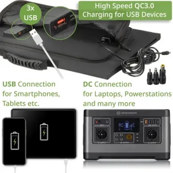 Портативний зарядний пристрій Bresser Mobile Solar Charger 90 Watt USB DC (1073-930151) - Фото 4 Портативний зарядний пристрій Bresser Mobile Solar Charger 90 Watt USB DC (1073-930151) - зображення 4