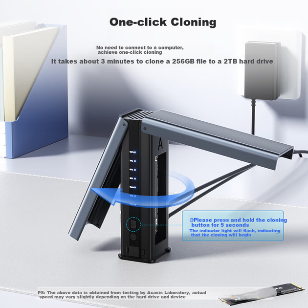 Док-станция для клонирования SSD-накопителей Acasis EC-6604Pro Duplicator NVMe M.2 Dual-Bay SSD Enclosure 10Gbps - с Offline Cloning, Type-C - Фото 9 Док-станция для клонирования SSD-накопителей Acasis EC-6604Pro Duplicator NVMe M.2 Dual-Bay SSD Enclosure 10Gbps - с Offline Cloning, Type-C - изображение 9