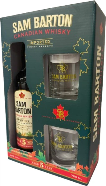 Виски Sam Barton 5 лет выдержки 0.7 л 40% + 2 стакана в подарочной упаковке (4820261090062) - Фото 1 Виски Sam Barton 5 лет выдержки 0.7 л 40% + 2 стакана в подарочной упаковке (4820261090062) - изображение 1