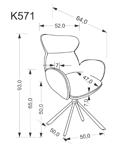 Krzesło Halmar K571 popielate (5905248135673) - obraz 4
