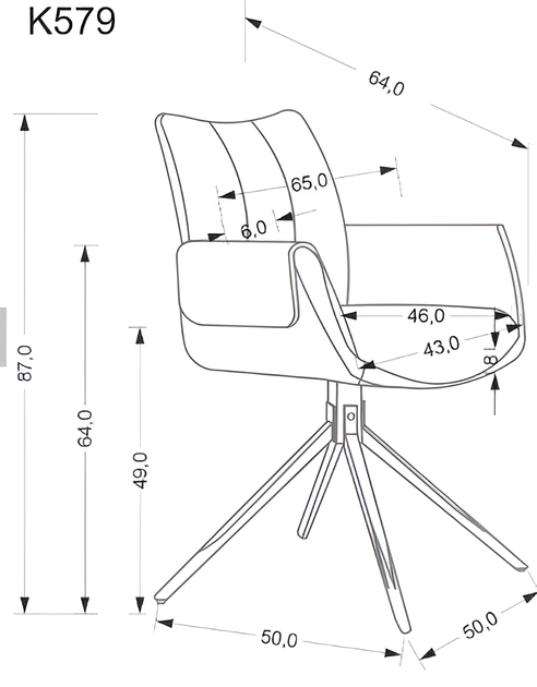 Krzesło Halmar K579 brązowe (5905248135482) - obraz 4