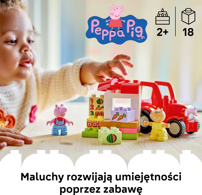 Zestaw klocków LEGO DUPLO Peppa Pig Ciągnik i rynek 18 elementów (10468) - obraz 3