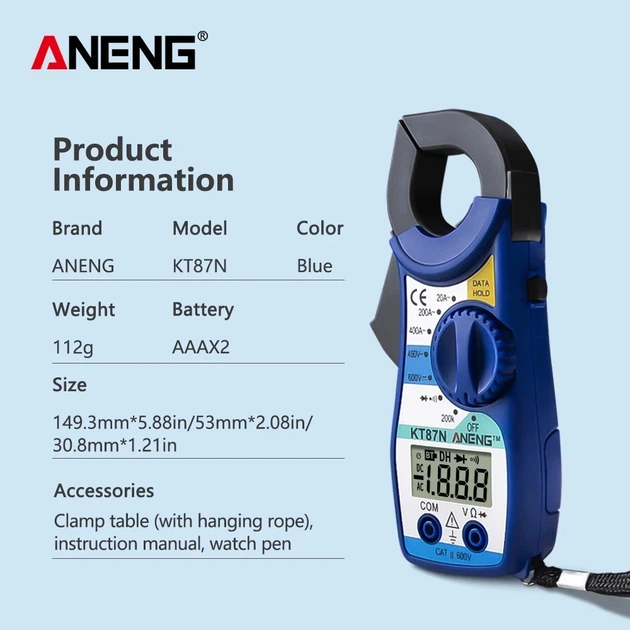 Мультиметр ANENG KT87N клещевой Mini Digital Clamp Meters AC/DC - изображение 2