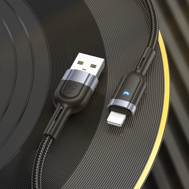 Кабель USB Hoco U117, USB to Lightning, 2.4А, 1.2m, черный - изображение 5