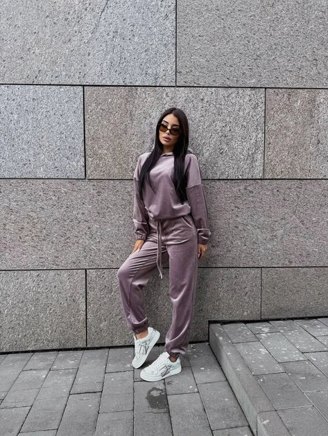 Жіночий велюровий костюм (кофта+штани) Uaclothes M-L Бузковий (like36800-172271375) - зображення 2