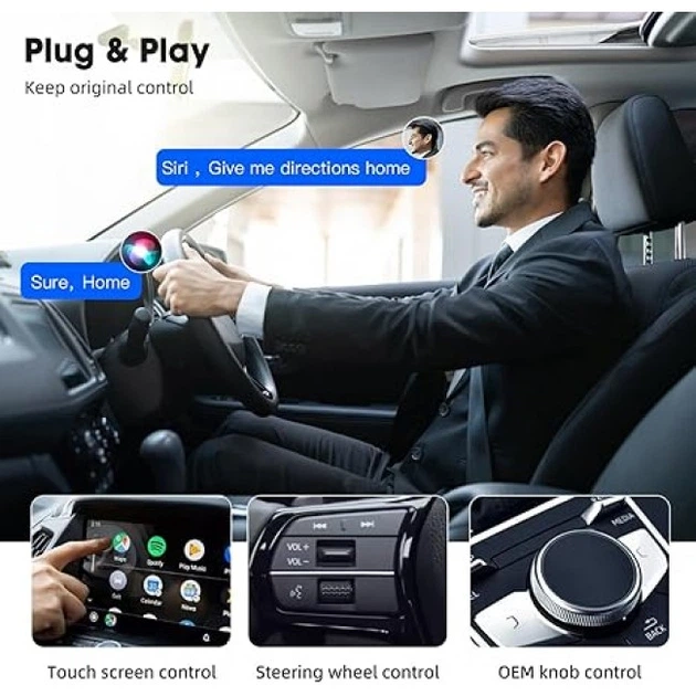 Автомобільний бездротовий адаптер EZLucky EZ-CP104 для Apple CarPlay Black (R4663131820250) - зображення 4