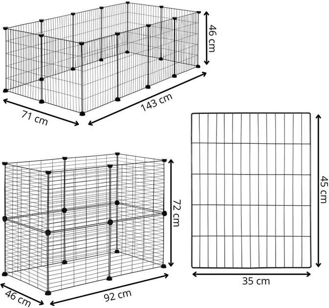 Kojec dla zwierząt Springos PA1086 143x71x46 cm Czarna (5908455310154) - obraz 12
