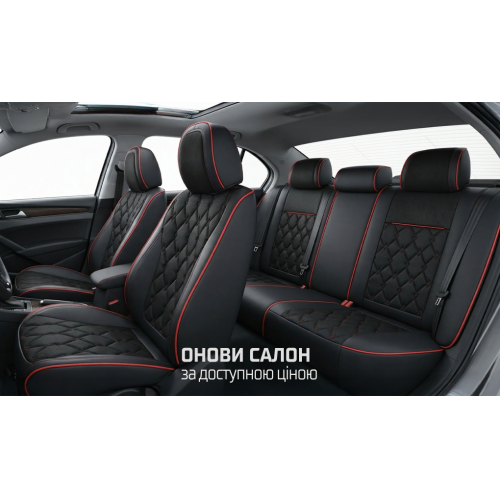 Набор чехлов V-8890 Bk/RdL полный к-т экокожа черные - изображение 7
