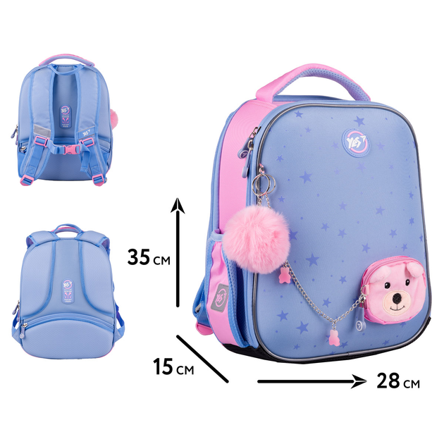 Рюкзак каркасний YES H-100 Cute Bear Teddy 559894 ортопедичний рожевий для дівчаток - зображення 2