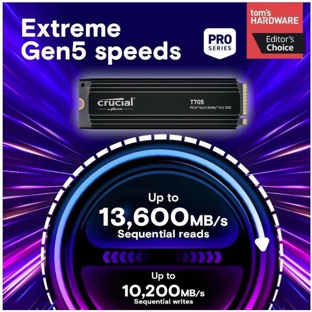 SSD накопичувач M.2 Crucial T705 (2024) 1TB with Heatsink (CT1000T705SSD5) - зображення 5