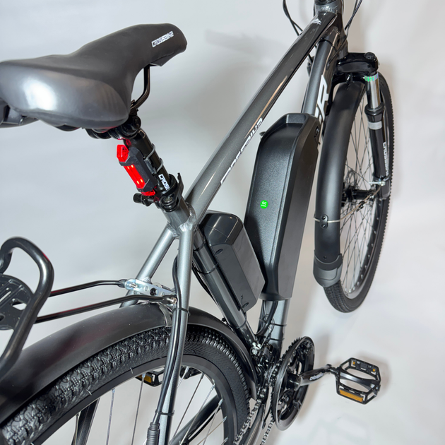 Велосипед з Е-комплектом з багажником 29" Cross Tracker grey 48 В 500Вт 24 Ah/ до 85 км запас ходу+дисплей Kunteng KT-TF01U - зображення 8
