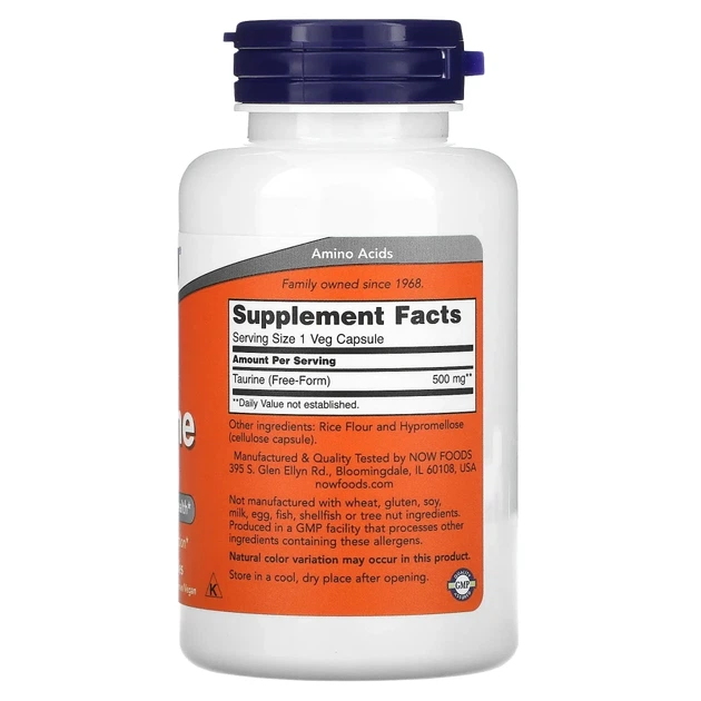 Таурін Now Foods (Taurine) 500 мг 100 капсул (NOW-00140) - зображення 2
