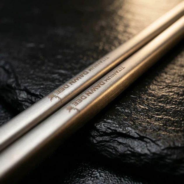 Многоразовые титановые палочки 23см для суши Titanium с чехлом, японские китайские корейские палочки для еды и роллов DD-23Y - изображение 3