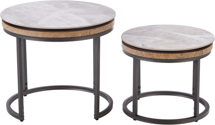 Zestaw stolików kawowych Halmar Itaka Popielaty marmur 2 szt. (5905248134645) - obraz 2