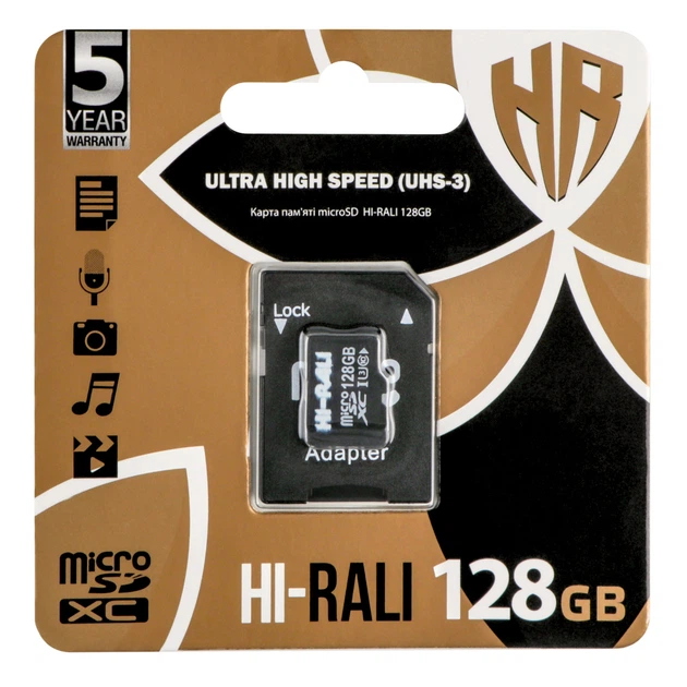 Карта Памяти Hi-Rali MicroSDXC 128gb UHS-3 10 Class & Adapter Черный - Фото 2 Карта Памяти Hi-Rali MicroSDXC 128gb UHS-3 10 Class & Adapter Черный - изображение 2