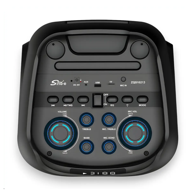 Портативна Bluetooth-колонка SPS ZQS10213 60 Вт з мікрофонами та LED підсвічуванням 6000 mAh Black (10380) - зображення 4