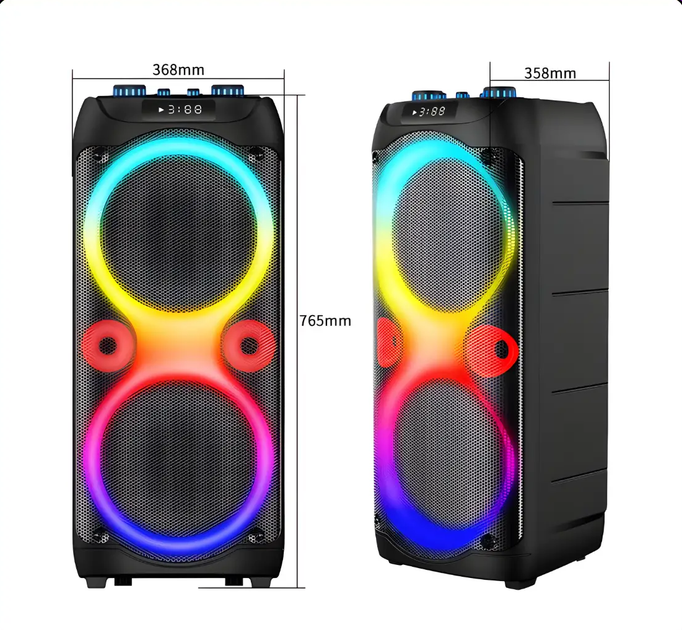 Портативна Bluetooth-колонка SPS ZQS10213 60 Вт з мікрофонами та LED підсвічуванням 6000 mAh Black (10380) - зображення 5