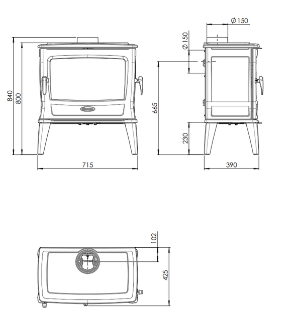 Чугунна піч Dovre TAI 55WD - зображення 3