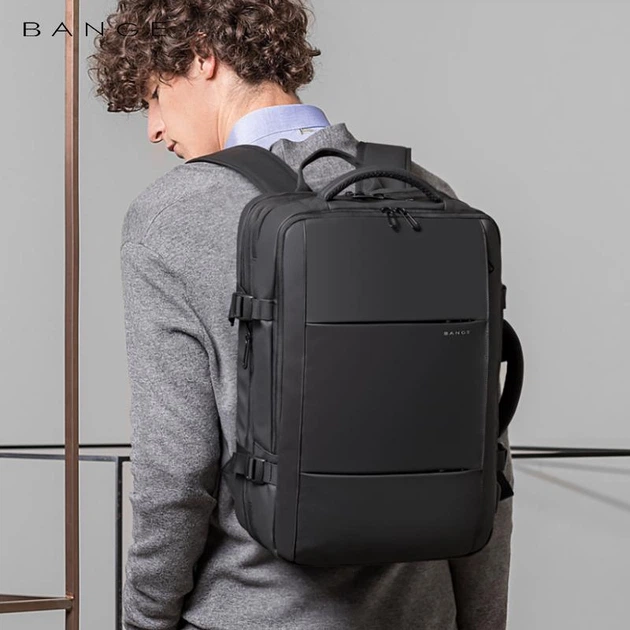 Рюкзак дорожный универсальный Bange на 45л с портом USB водонепроницаемый расширяемый черный для путешествий ноутбука туристическая дорожная сумка - изображение 3