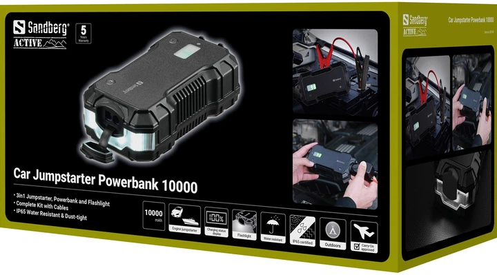 Автомобільний Jump Starter 10000mAh 18W USB-C,USB-A, ліхтар 2W Sandberg - зображення 6