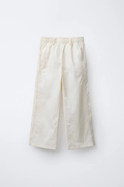 Прямі штани з нейлону з контрастними деталями Zara 3153/710 146см Бежевий (03153710712148) - изображение 2