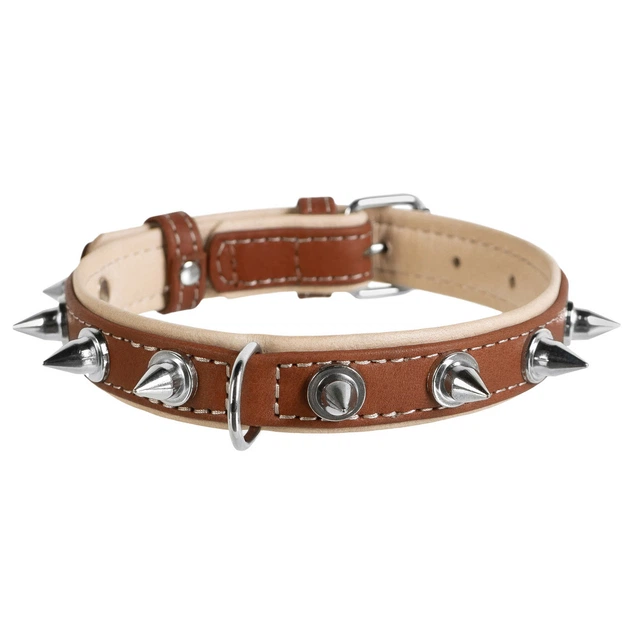 Нашийник шкіра 30-39 см 20 мм з шипами Soft Collar для собак коричневий - Фото 2 Нашийник шкіра 30-39 см 20 мм з шипами Soft Collar для собак коричневий - зображення 2