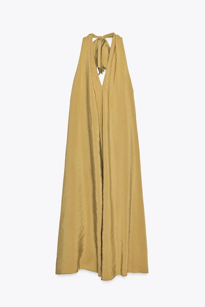 Сукня міді з легкої тканини з коміром халтер Zara 3152/229 XL Оливкова (03152229515XL) - зображення 6