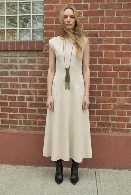 Довга сукня без рукавів Zara 0858/620 S Бежева (00858620718S) - Фото 1 Довга сукня без рукавів Zara 0858/620 S Бежева (00858620718S) - изображение 1