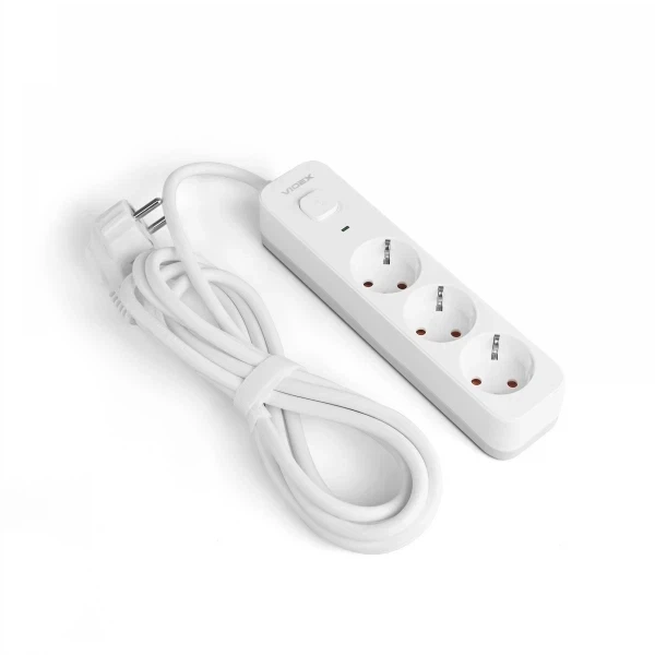 Сітковий подовжитель VIDEX ONCORD з/с 3п 3м (3x1.5мм) з кнопкою White (VF-PD33G-W) - Фото 2 Сітковий подовжитель VIDEX ONCORD з/с 3п 3м (3x1.5мм) з кнопкою White (VF-PD33G-W) - зображення 2