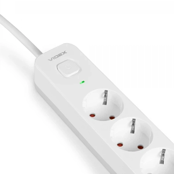 Сітковий подовжитель VIDEX ONCORD з/с 3п 3м (3x1.5мм) з кнопкою White (VF-PD33G-W) - Фото 3 Сітковий подовжитель VIDEX ONCORD з/с 3п 3м (3x1.5мм) з кнопкою White (VF-PD33G-W) - зображення 3