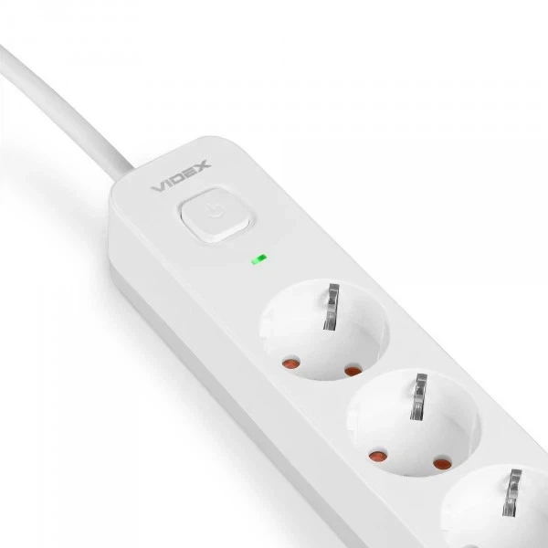 Удлинитель сети VIDEX ONCORD с/с 4п 3м (3x1.5мм) с кнопкой White VF-PD43G-W - Фото 3 Удлинитель сети VIDEX ONCORD с/с 4п 3м (3x1.5мм) с кнопкой White VF-PD43G-W - изображение 3