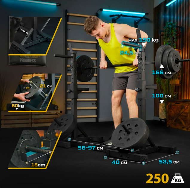 Стойки под штангу Trex Sport TX-100S регулируемые с ручками для отжиманий - изображение 14