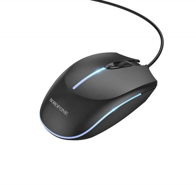 Миша BOROFONE BG10 Soaring game luminous wired mouse Black - изображение 3