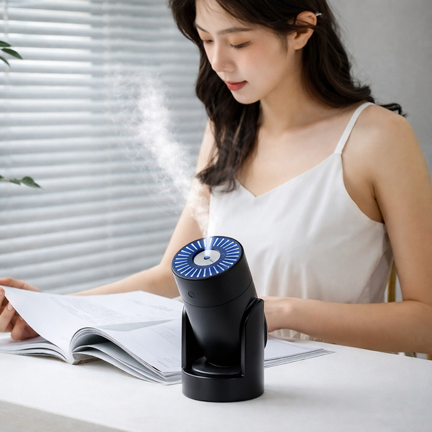 Зволожувач повітря-нічник Shaking Head Humidifier L09 — 220 мл, ультразвуковий, з регульованим нахилом, LED-підсвічування, USB-живлення - изображение 2