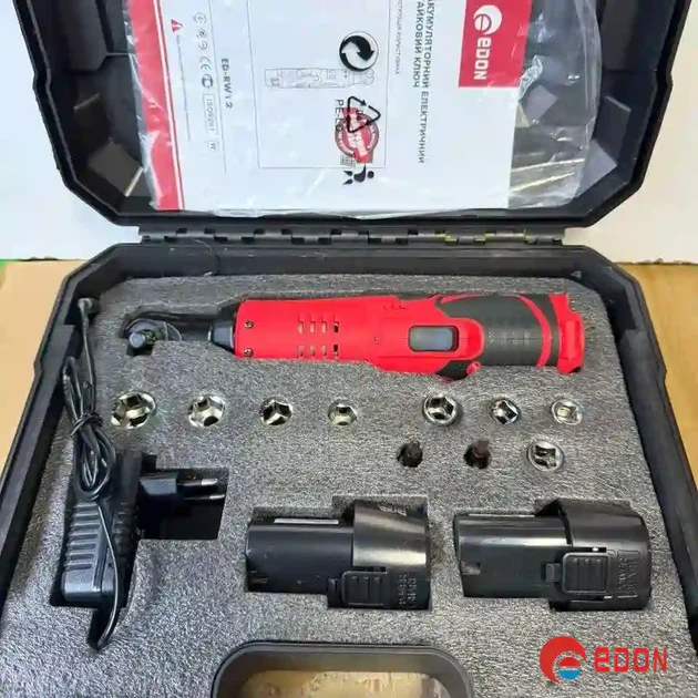 Акумуляторний гайковерт Edon ED-RW12 (12V / 2.0 А·год, 2 АКБ) - зображення 3