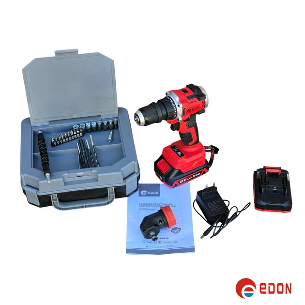 Аккумуляторный шуруповерт бесщеточный EDON ED-21CUN BL (съемный патрон + угловая насадка) - изображение 13