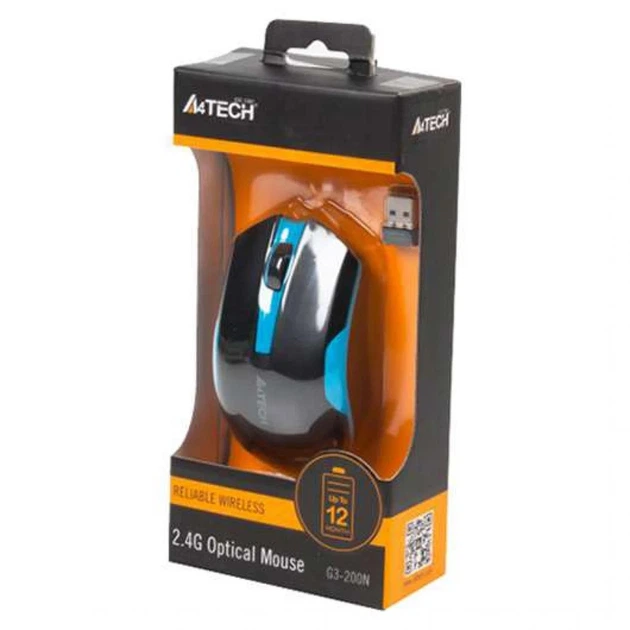 Миша бездротова A4Tech G3-200N Black/Blue USB V-Track - Фото 4 Миша бездротова A4Tech G3-200N Black/Blue USB V-Track - зображення 4
