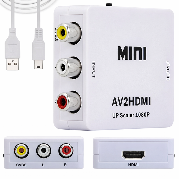 Адаптер, конвертер, переходник AV (RCA) в HDMI (AV to HDMI) 720p/1080p - Фото 1 Адаптер, конвертер, переходник AV (RCA) в HDMI (AV to HDMI) 720p/1080p - изображение 1