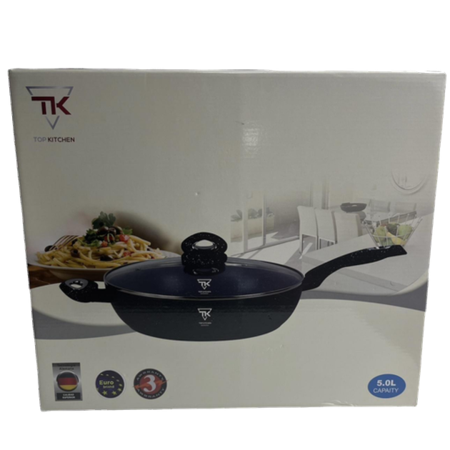 Сковорода з кришкою 5 л Top Kitchen з мармуровим антипригарним покриттям 32 см для всіх різновидів плит на кухню TC - зображення 6